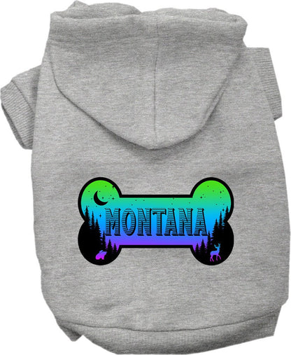 Sudadera con capucha serigrafiada para perros y gatos, para mascotas pequeñas y medianas (tallas XS a XL), "Montana Mountain Shades"