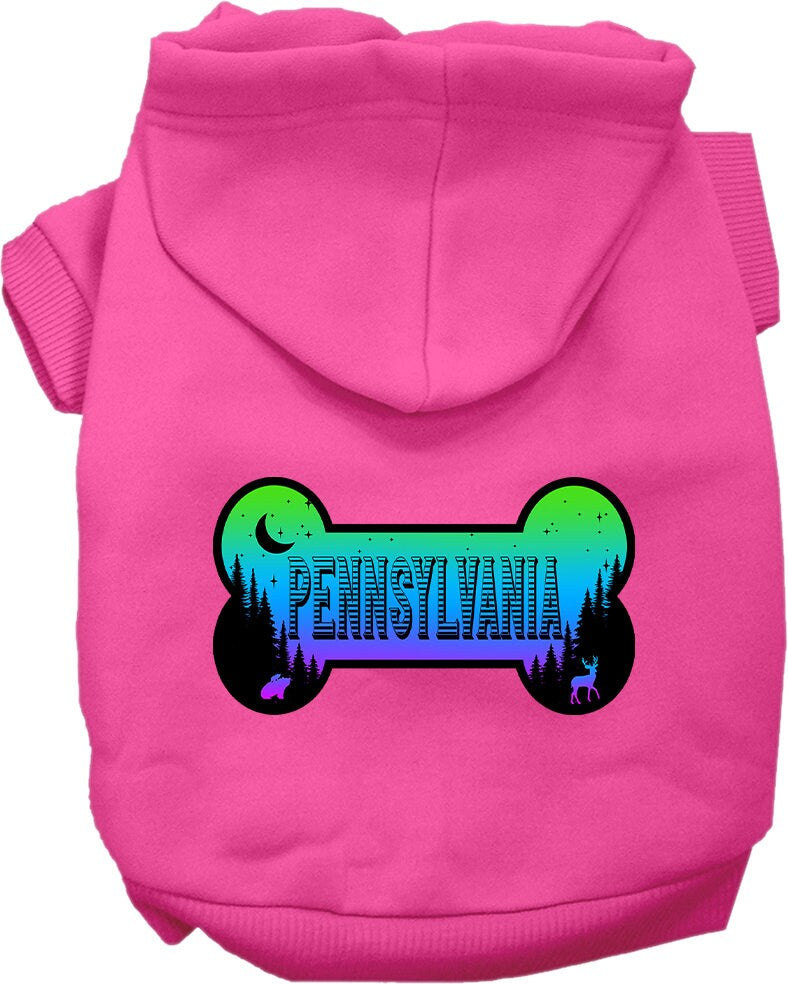 Sudadera con capucha serigrafiada para perros y gatos, para mascotas pequeñas y medianas (tallas XS a XL), "Pennsylvania Mountain Shades"