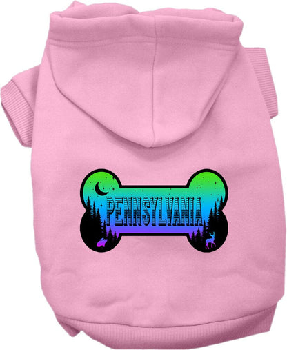 Sudadera con capucha serigrafiada para perros y gatos, para mascotas pequeñas y medianas (tallas XS a XL), "Pennsylvania Mountain Shades"