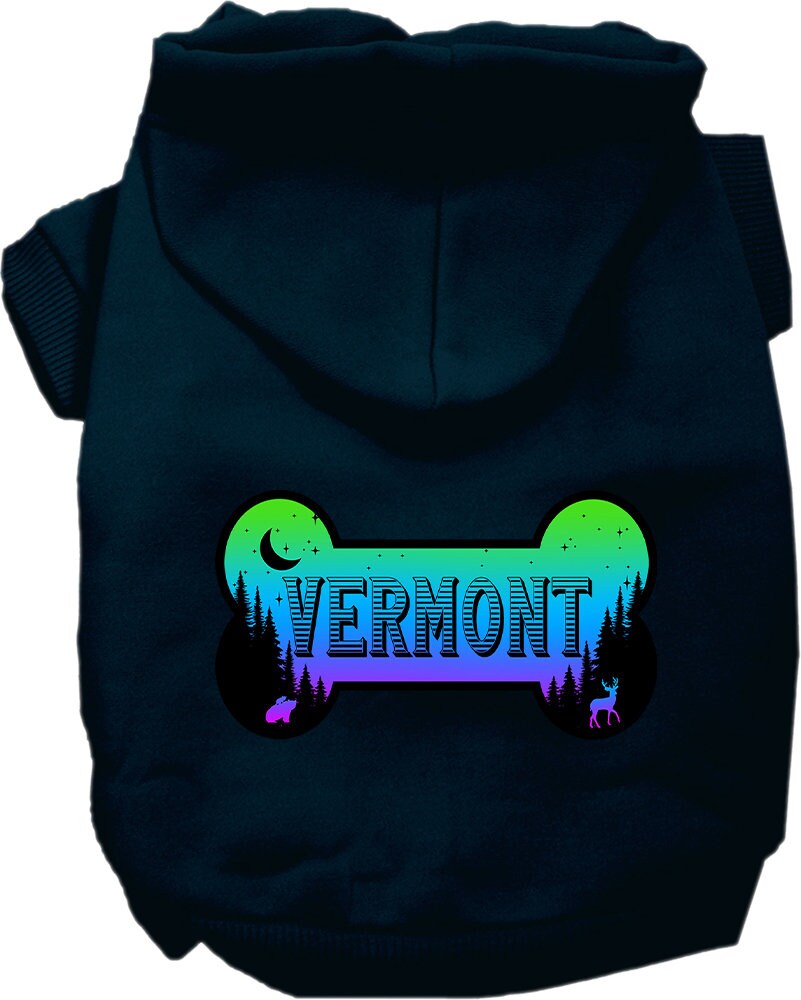 Sudadera con capucha serigrafiada para perros y gatos, para mascotas pequeñas y medianas (tallas XS a XL), "Vermont Mountain Shades"