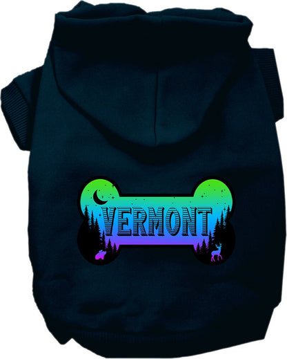 Sudadera con capucha serigrafiada para perros y gatos, para mascotas pequeñas y medianas (tallas XS a XL), "Vermont Mountain Shades"