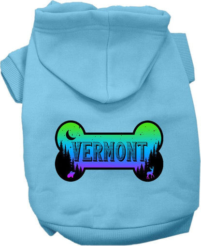 Sudadera con capucha serigrafiada para perros y gatos, para mascotas pequeñas y medianas (tallas XS a XL), "Vermont Mountain Shades"