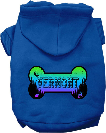 Sudadera con capucha serigrafiada para perros y gatos, para mascotas pequeñas y medianas (tallas XS a XL), "Vermont Mountain Shades"