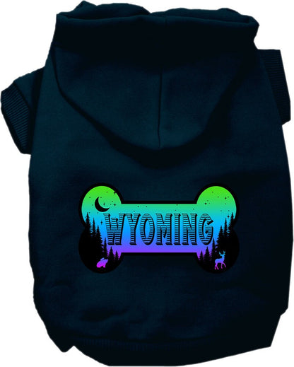 Sudadera con capucha serigrafiada para perros y gatos, para mascotas pequeñas y medianas (tallas XS a XL), "Wyoming Mountain Shades"