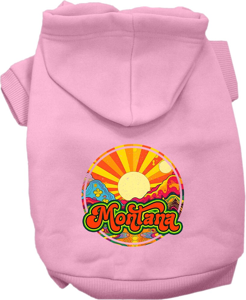 Sudadera con capucha serigrafiada para perros y gatos, para mascotas pequeñas y medianas (tallas XS a XL), "Montana Mellow Mountain"