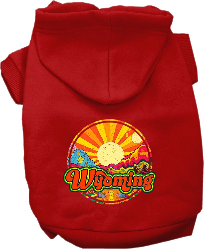 Sudadera con capucha serigrafiada para perros y gatos, para mascotas pequeñas y medianas (tallas XS a XL), "Wyoming Mellow Mountain"