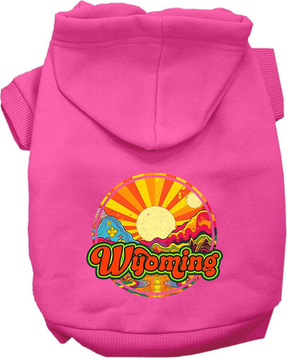 Sudadera con capucha serigrafiada para perros y gatos, para mascotas pequeñas y medianas (tallas XS a XL), "Wyoming Mellow Mountain"