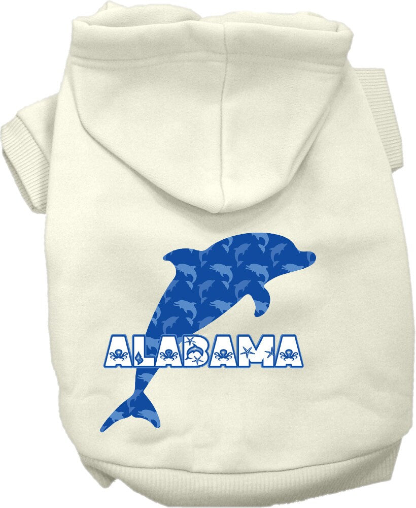 Pet Dog & Cat Screen Printed Hoodie for Medium to Large Pets (Sizes 2XL-6XL), "Alabama Blue Dolphins"