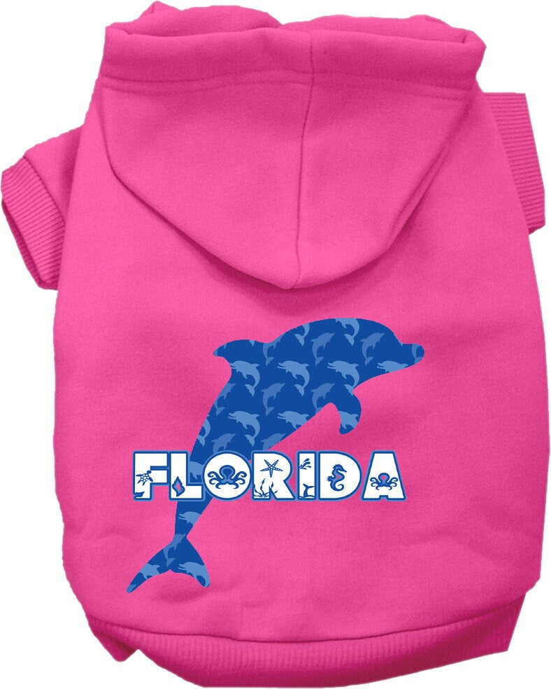 Sudadera con capucha serigrafiada para perros y gatos, para mascotas medianas y grandes (tallas 2XL-6XL), "Florida Blue Dolphins"