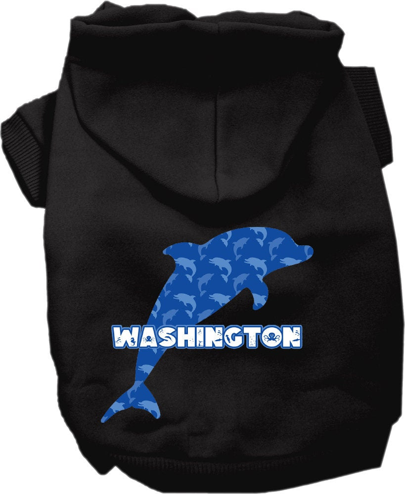 Sudadera con capucha serigrafiada para perros y gatos, para mascotas pequeñas y medianas (tallas XS a XL), "Washington Blue Dolphins"