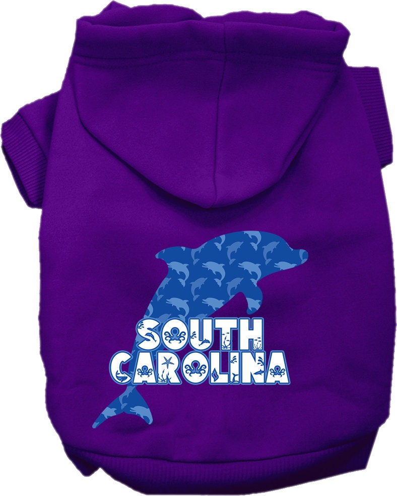 Sudadera con capucha serigrafiada para perros y gatos, para mascotas medianas y grandes (tallas 2XL a 6XL), "South Carolina Blue Dolphins"