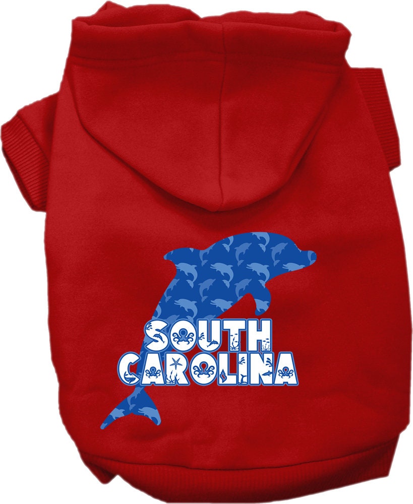 Sudadera con capucha serigrafiada para perros y gatos, para mascotas medianas y grandes (tallas 2XL a 6XL), "South Carolina Blue Dolphins"