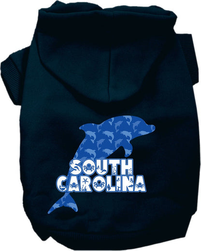 Sudadera con capucha serigrafiada para perros y gatos, para mascotas medianas y grandes (tallas 2XL a 6XL), "South Carolina Blue Dolphins"