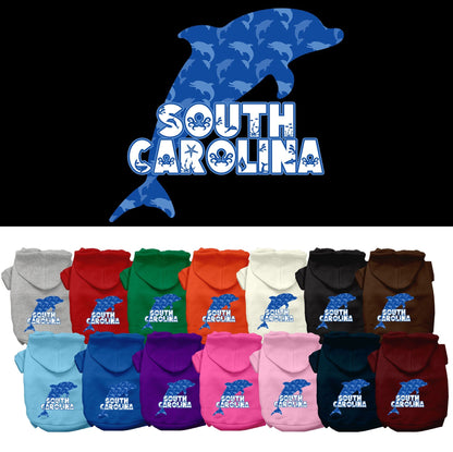 Sudadera con capucha serigrafiada para perros y gatos, para mascotas medianas y grandes (tallas 2XL a 6XL), "South Carolina Blue Dolphins"