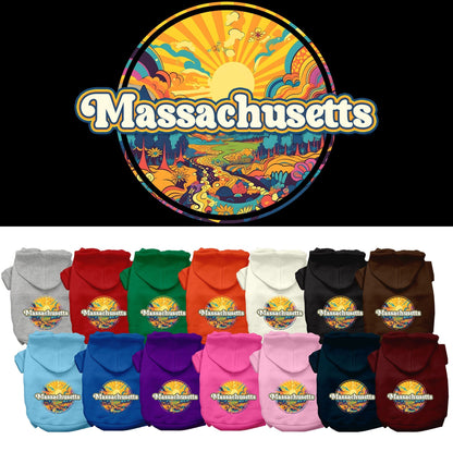 Pet Dog & Cat Screen Printed Hoodie for Small to Medium Pets (Sizes XS-XL), "Massachusetts Trippy Peaks"