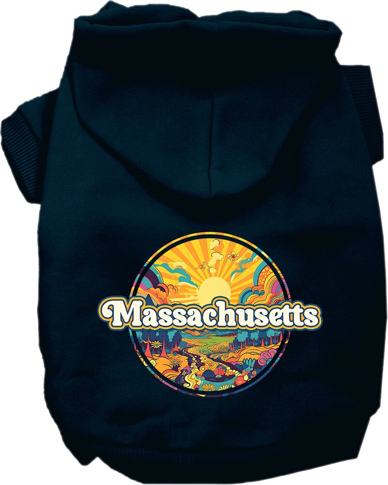 Pet Dog & Cat Screen Printed Hoodie for Small to Medium Pets (Sizes XS-XL), "Massachusetts Trippy Peaks"