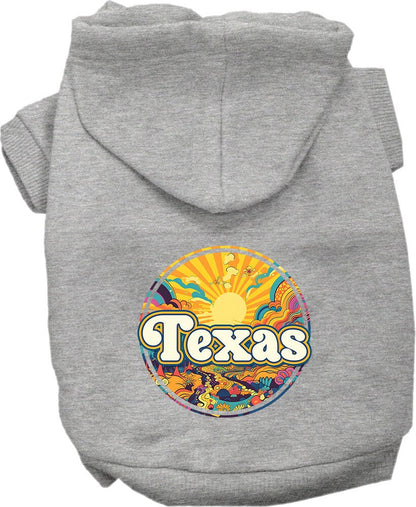 Sudadera con capucha serigrafiada para perros y gatos, para mascotas pequeñas y medianas (tallas XS a XL), "Texas Trippy Peaks"