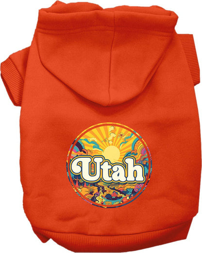 Sudadera con capucha serigrafiada para perros y gatos, para mascotas pequeñas y medianas (tallas XS a XL), "Utah Trippy Peaks"