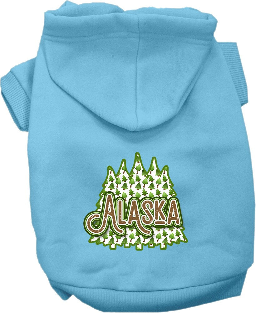 Sudadera con capucha serigrafiada para perros y gatos, para mascotas medianas y grandes (tallas 2XL-6XL), "Árboles del bosque de Alaska"