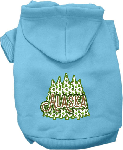 Pet Dog & Cat Screen Printed Hoodie for Medium to Large Pets (Sizes 2XL-6XL), "Alaska Woodland Trees"