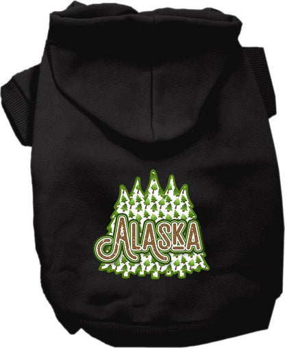 Pet Dog & Cat Screen Printed Hoodie for Medium to Large Pets (Sizes 2XL-6XL), "Alaska Woodland Trees"