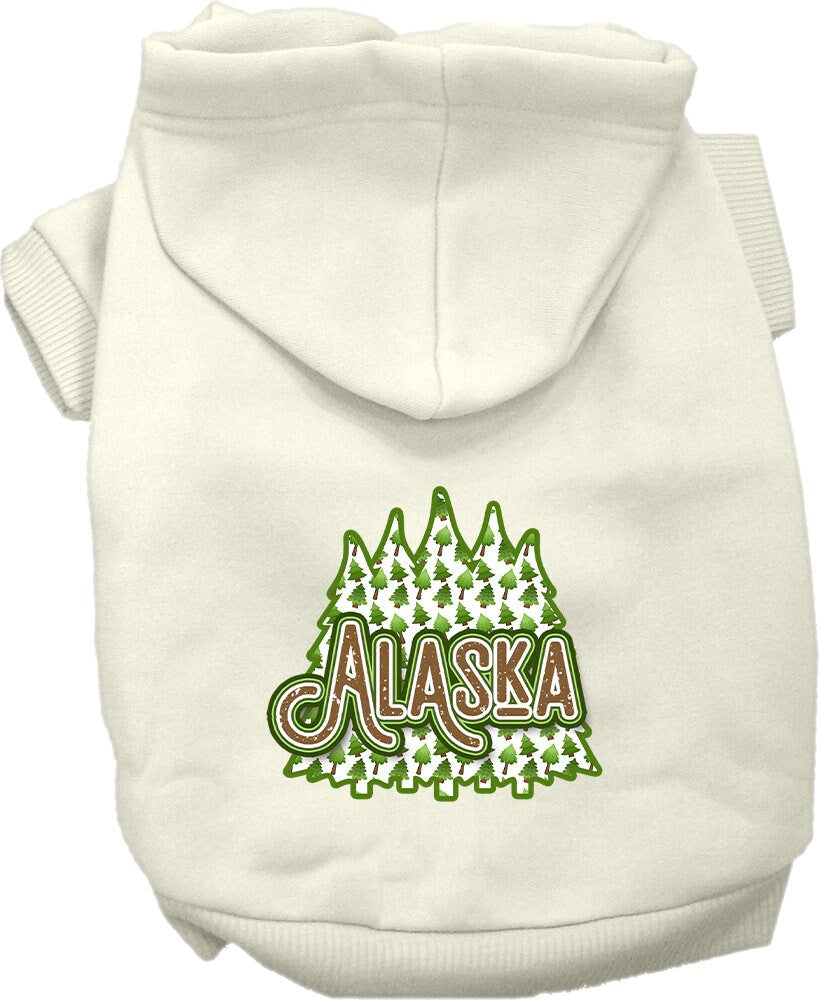 Pet Dog & Cat Screen Printed Hoodie for Medium to Large Pets (Sizes 2XL-6XL), "Alaska Woodland Trees"