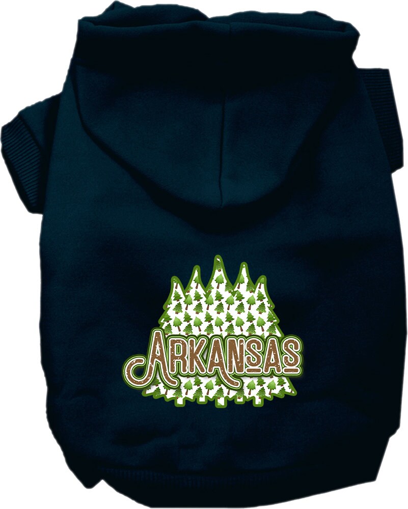 Sudadera con capucha serigrafiada para perros y gatos, para mascotas pequeñas y medianas (tallas XS a XL), "Arkansas Woodland Trees"