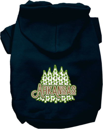 Pet Dog & Cat Screen Printed Hoodie for Small to Medium Pets (Sizes XS-XL), "Arkansas Woodland Trees"