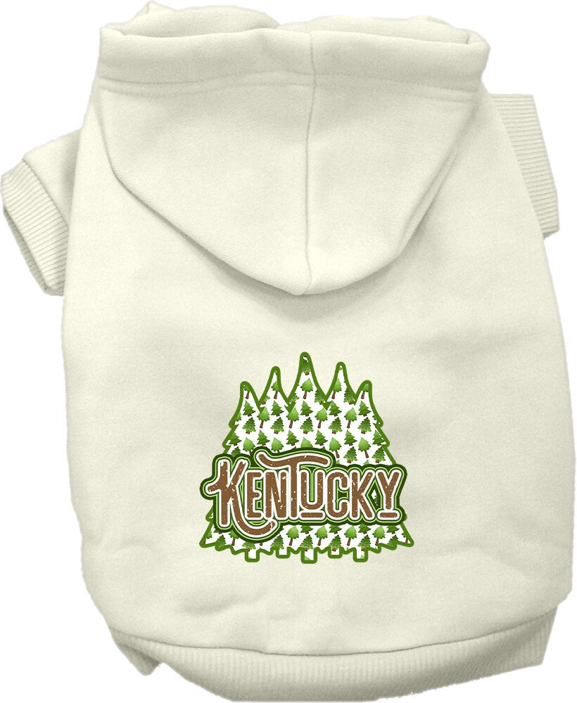 Sudadera con capucha serigrafiada para perros y gatos, para mascotas pequeñas y medianas (tallas XS a XL), "Kentucky Woodland Trees"