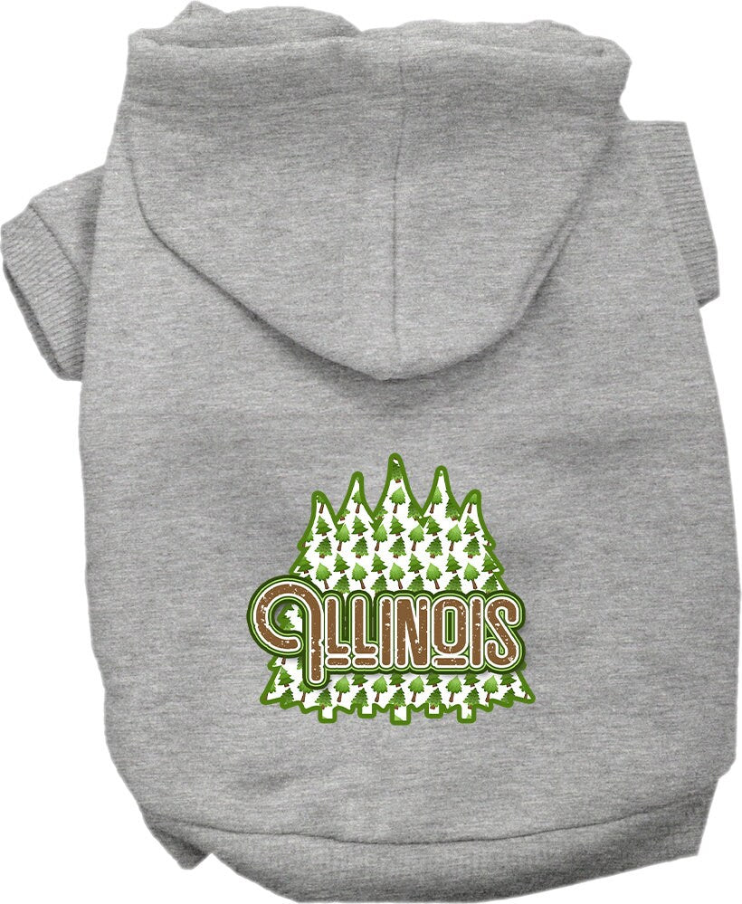 Sudadera con capucha serigrafiada para perros y gatos, para mascotas medianas y grandes (tallas 2XL-6XL), "Illinois Woodland Trees"