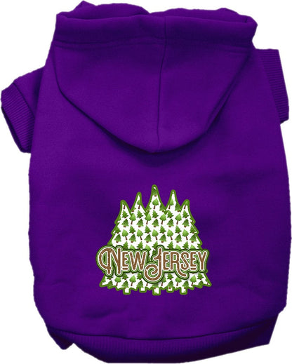 Pet Dog & Cat Screen Printed Hoodie for Small to Medium Pets (Sizes XS-XL), "New Jersey Woodland Trees"