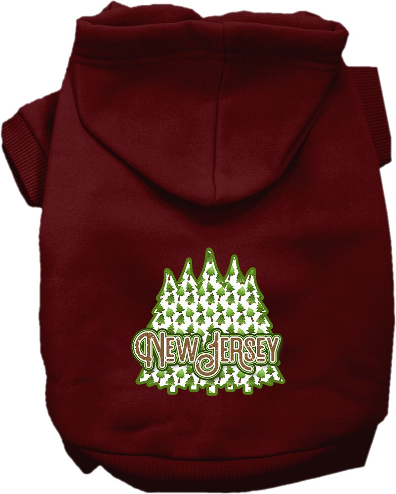 Sudadera con capucha serigrafiada para perros y gatos, para mascotas medianas y grandes (tallas 2XL-6XL), "New Jersey Woodland Trees"