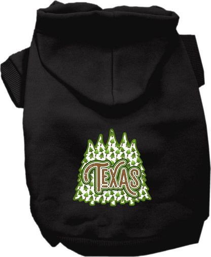 Sudadera con capucha serigrafiada para perros y gatos, para mascotas pequeñas y medianas (tallas XS a XL), "Texas Woodland Trees"