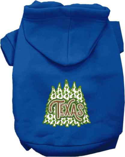 Sudadera con capucha serigrafiada para perros y gatos, para mascotas pequeñas y medianas (tallas XS a XL), "Texas Woodland Trees"