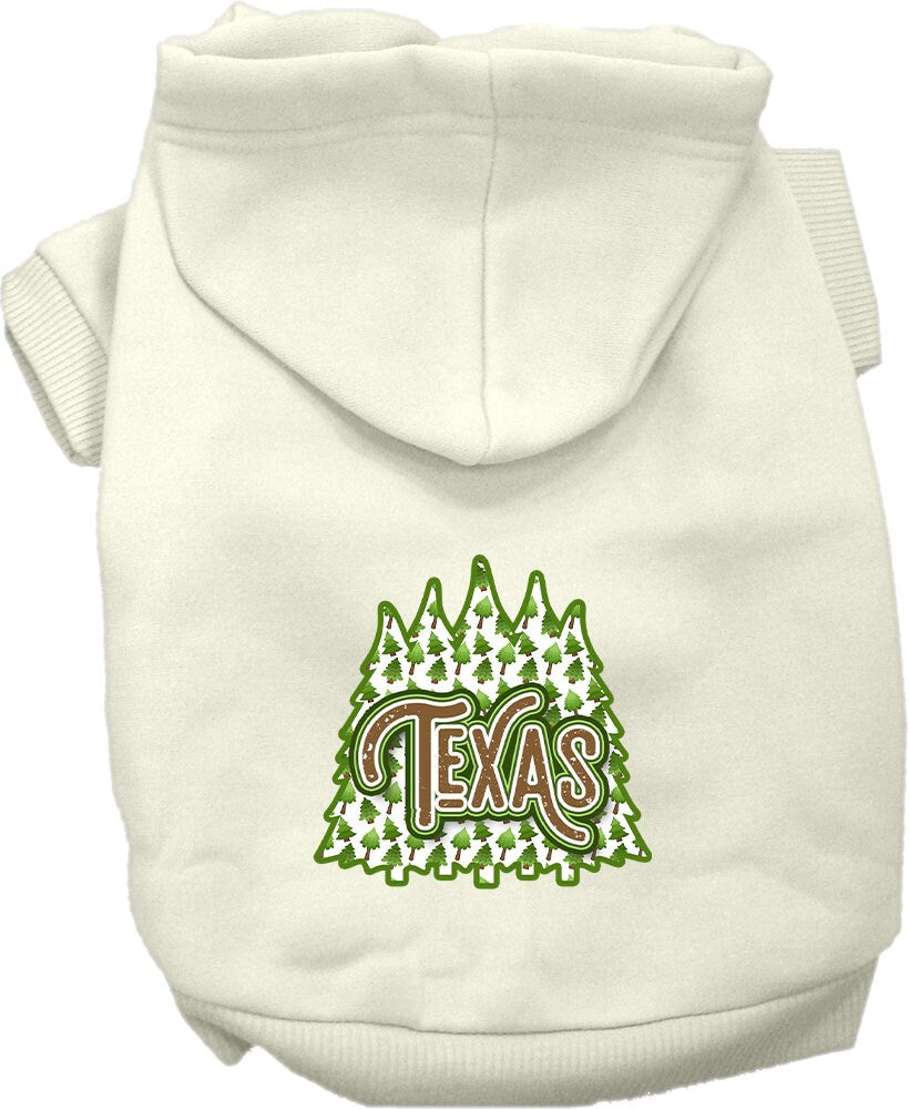 Sudadera con capucha serigrafiada para perros y gatos, para mascotas pequeñas y medianas (tallas XS a XL), "Texas Woodland Trees"