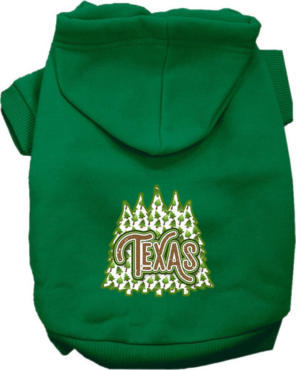 Sudadera con capucha serigrafiada para perros y gatos, para mascotas pequeñas y medianas (tallas XS a XL), "Texas Woodland Trees"