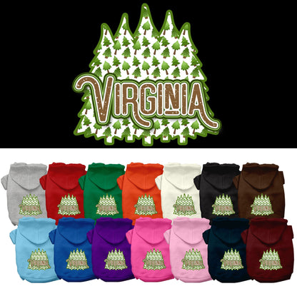 Sudadera con capucha serigrafiada para perros y gatos, para mascotas pequeñas y medianas (tallas XS a XL), "Virginia Woodland Trees"