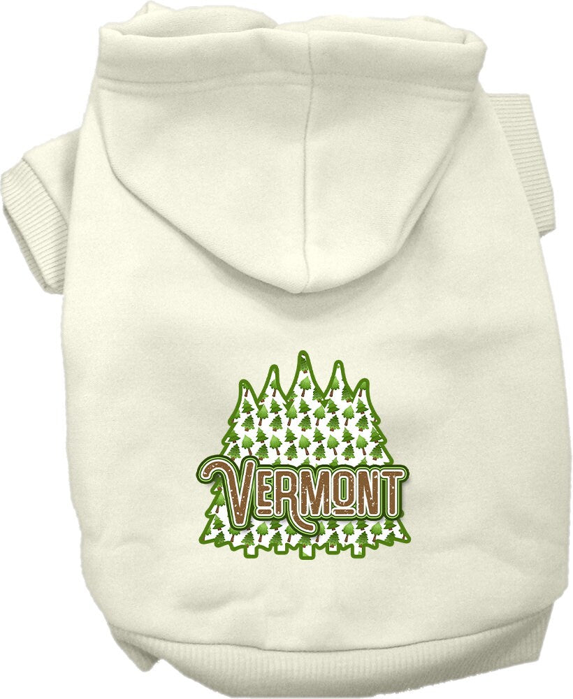 Sudadera con capucha serigrafiada para perros y gatos, para mascotas pequeñas y medianas (tallas XS a XL), "Vermont Woodland Trees"