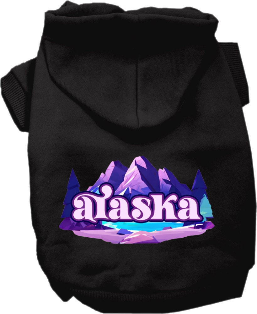 Sudadera con capucha serigrafiada para perros y gatos, para mascotas medianas y grandes (tallas 2XL-6XL), "Alaska Alpine Pawscape"