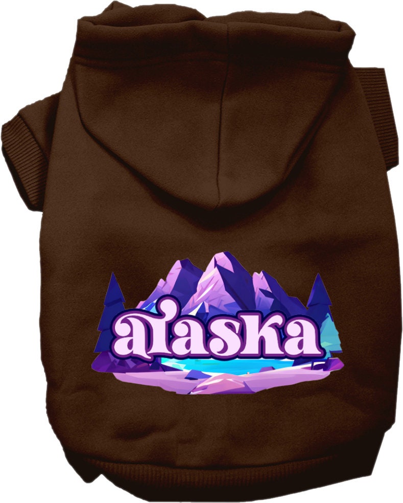 Sudadera con capucha serigrafiada para perros y gatos, para mascotas medianas y grandes (tallas 2XL-6XL), "Alaska Alpine Pawscape"