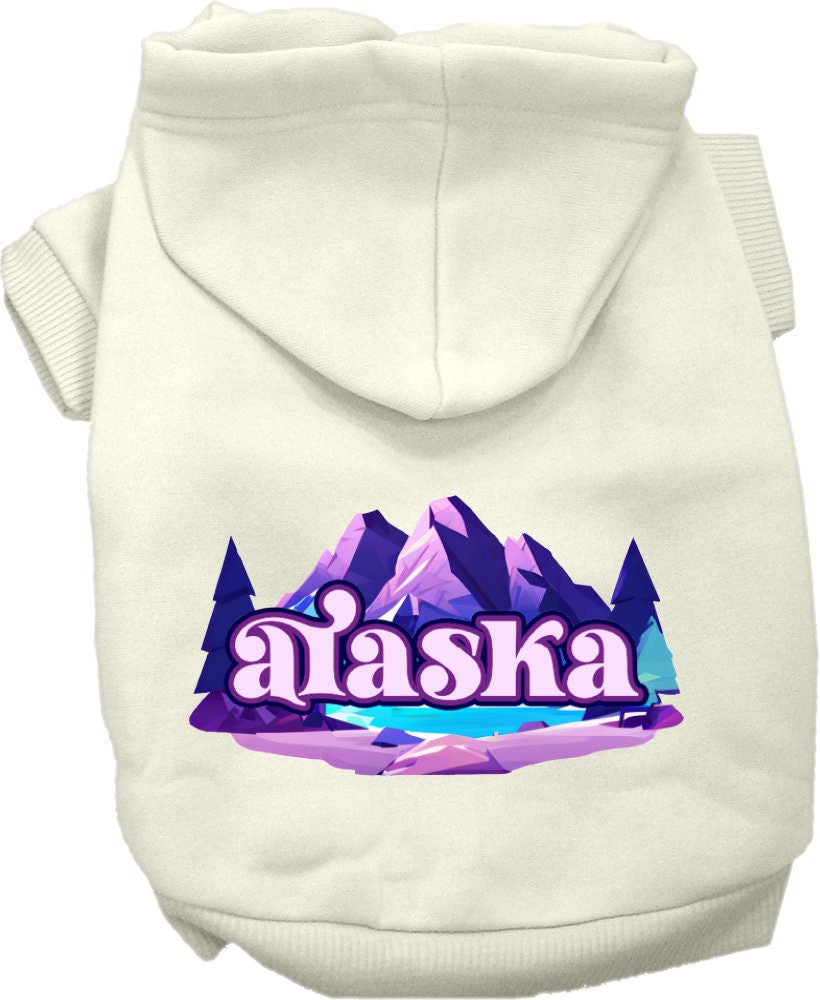 Sudadera con capucha serigrafiada para perros y gatos, para mascotas medianas y grandes (tallas 2XL-6XL), "Alaska Alpine Pawscape"