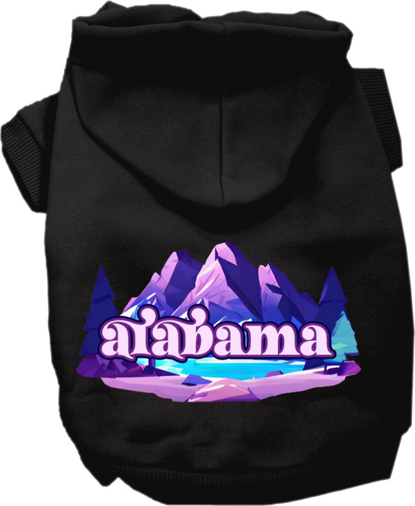 Sudadera con capucha serigrafiada para perros y gatos, para mascotas pequeñas y medianas (tallas XS a XL), "Alabama Alpine Pawscape"