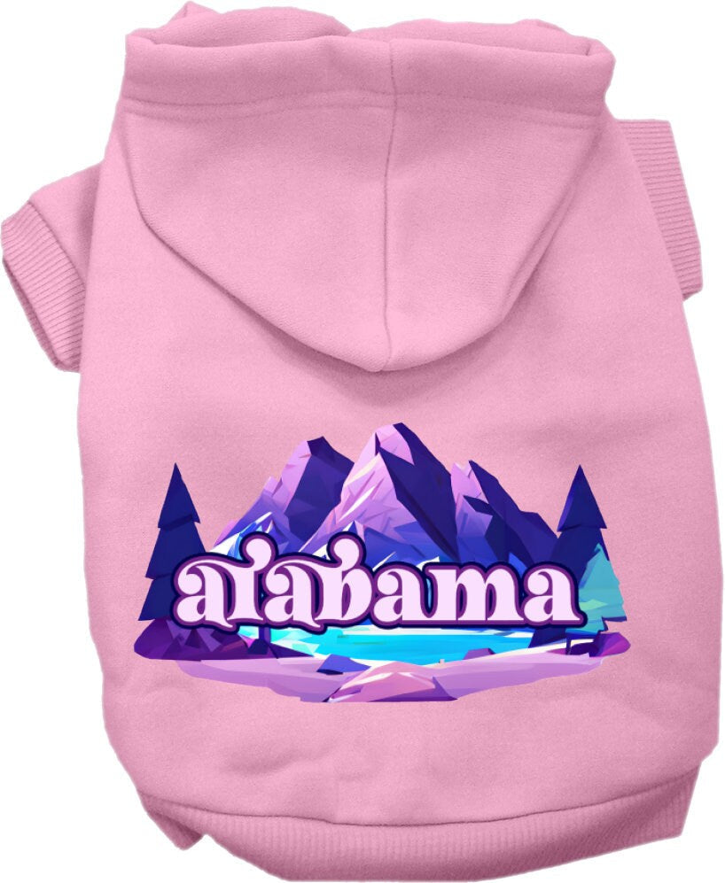 Sudadera con capucha serigrafiada para perros y gatos, para mascotas pequeñas y medianas (tallas XS a XL), "Alabama Alpine Pawscape"