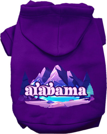 Sudadera con capucha serigrafiada para perros y gatos, para mascotas pequeñas y medianas (tallas XS a XL), "Alabama Alpine Pawscape"