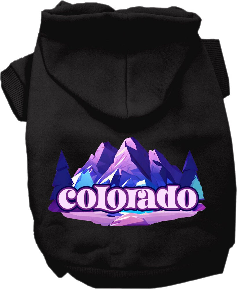 Pet Dog & Cat Screen Printed Hoodie for Medium to Large Pets (Sizes 2XL-6XL), "Colorado Alpine Pawscape"