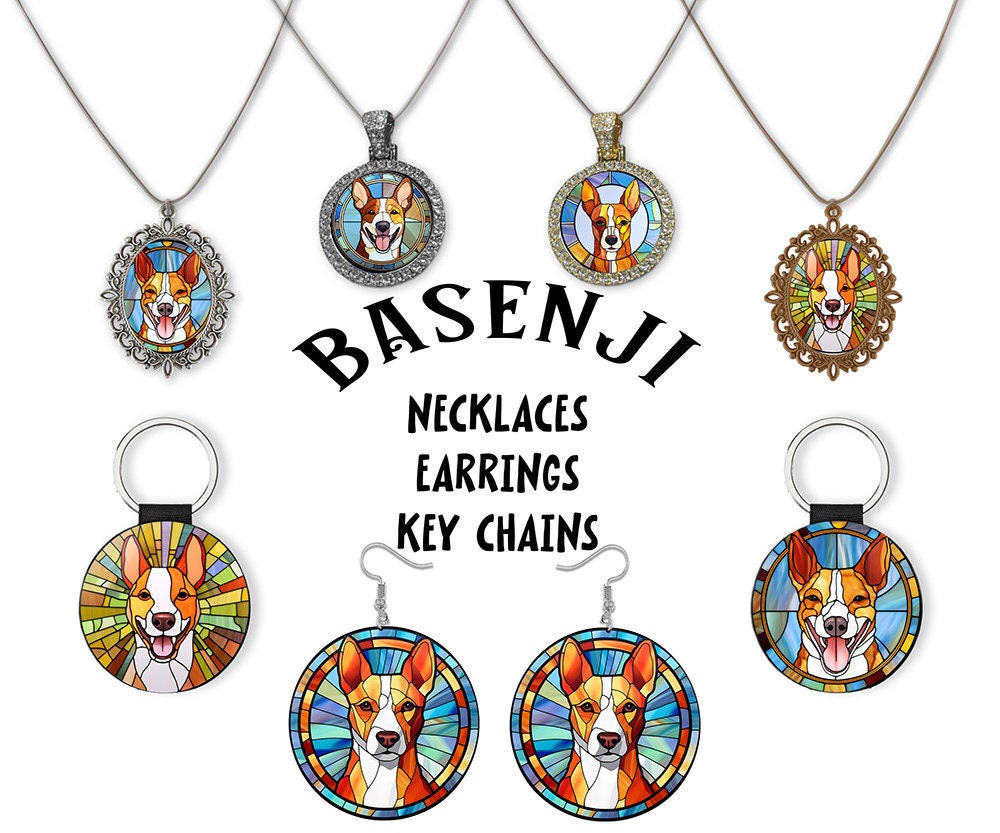 Joyas Basenji: collares, pendientes y mucho más estilo vitral.