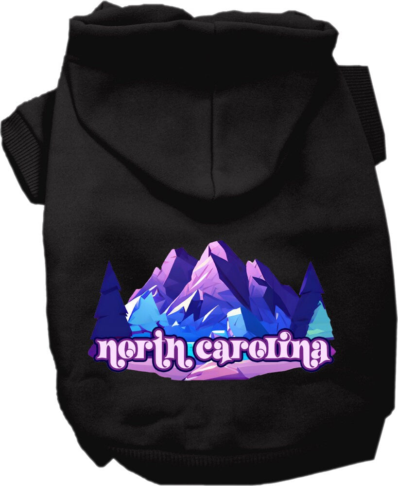 Sudadera con capucha serigrafiada para perros y gatos, para mascotas pequeñas y medianas (tallas XS a XL), "North Carolina Alpine Pawscape"