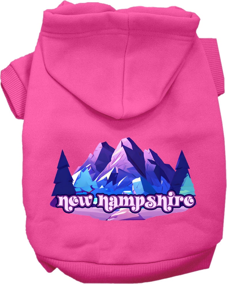 Sudadera con capucha serigrafiada para perros y gatos, para mascotas pequeñas y medianas (tallas XS a XL), "New Hampshire Alpine Pawscape"