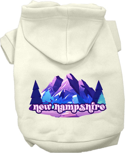 Sudadera con capucha serigrafiada para perros y gatos, para mascotas pequeñas y medianas (tallas XS a XL), "New Hampshire Alpine Pawscape"