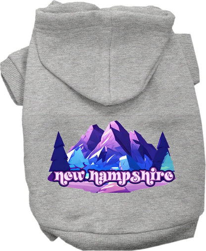 Sudadera con capucha serigrafiada para perros y gatos, para mascotas pequeñas y medianas (tallas XS a XL), "New Hampshire Alpine Pawscape"